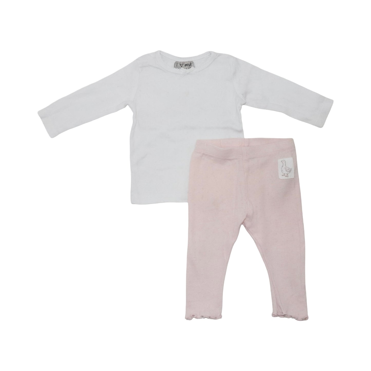 T-shirt & Byxor Matchande Set från next & So Cute - Storlek 68 - Vit & Ljusrosa