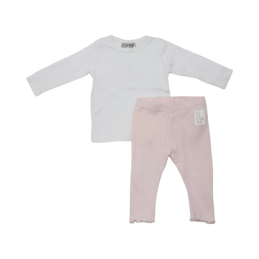 T-shirt & Byxor Matchande Set från next & So Cute - Storlek 68 - Vit & Ljusrosa