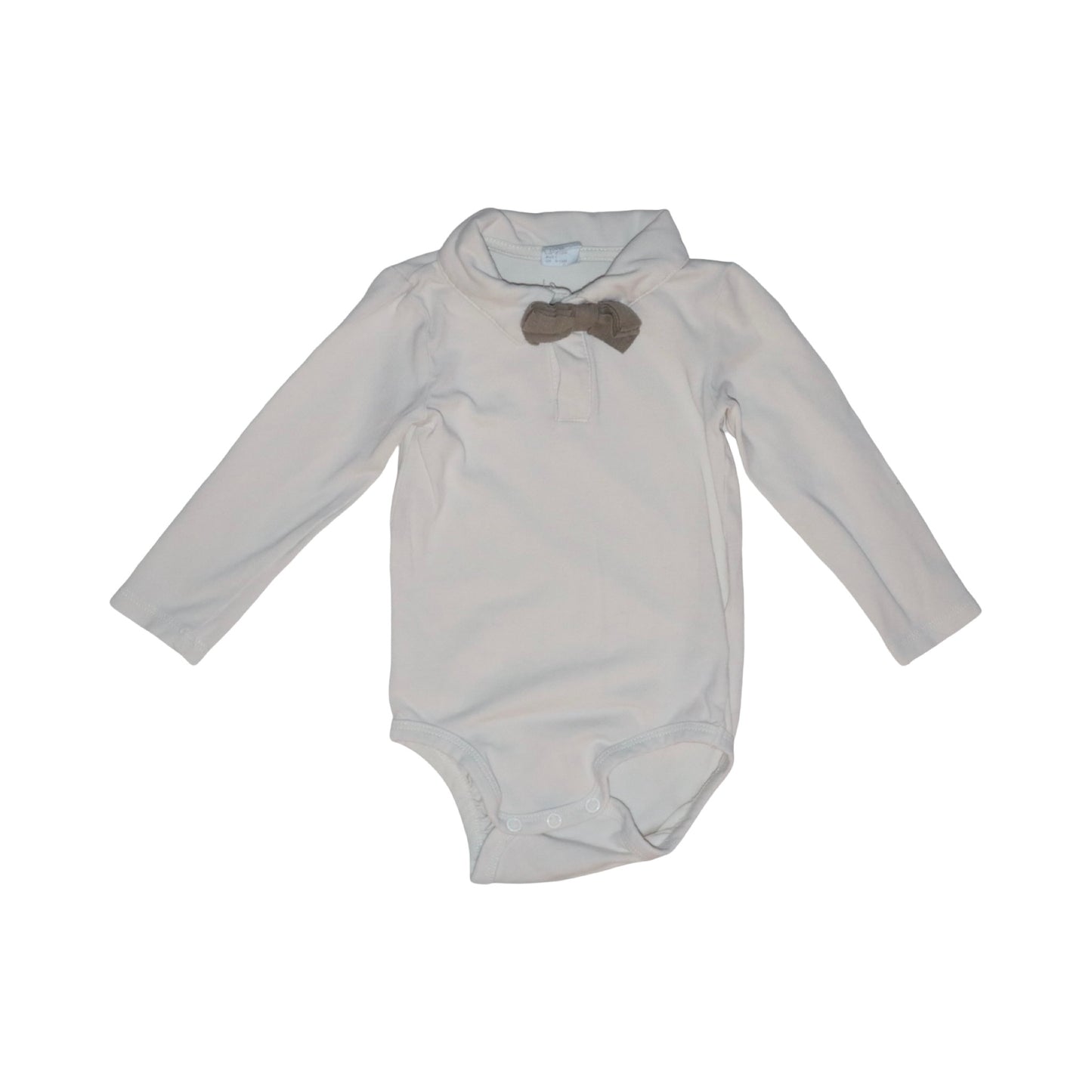 Långärmad Body med fluga från H&M - Storlek 80 - Beige & Brun
