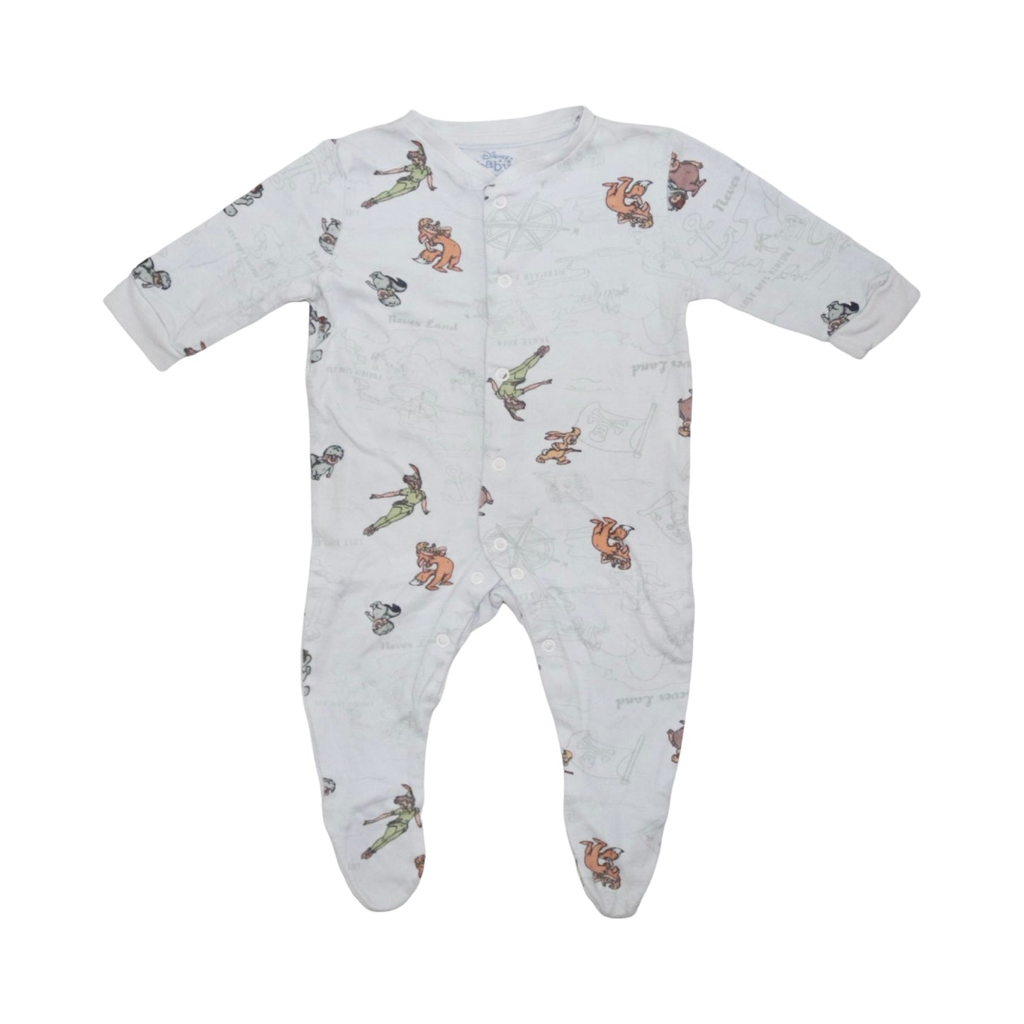 DISNEY Långärmad Pyjamas med fot från PRIMARK - Storlek 68 - Vit (Multi)