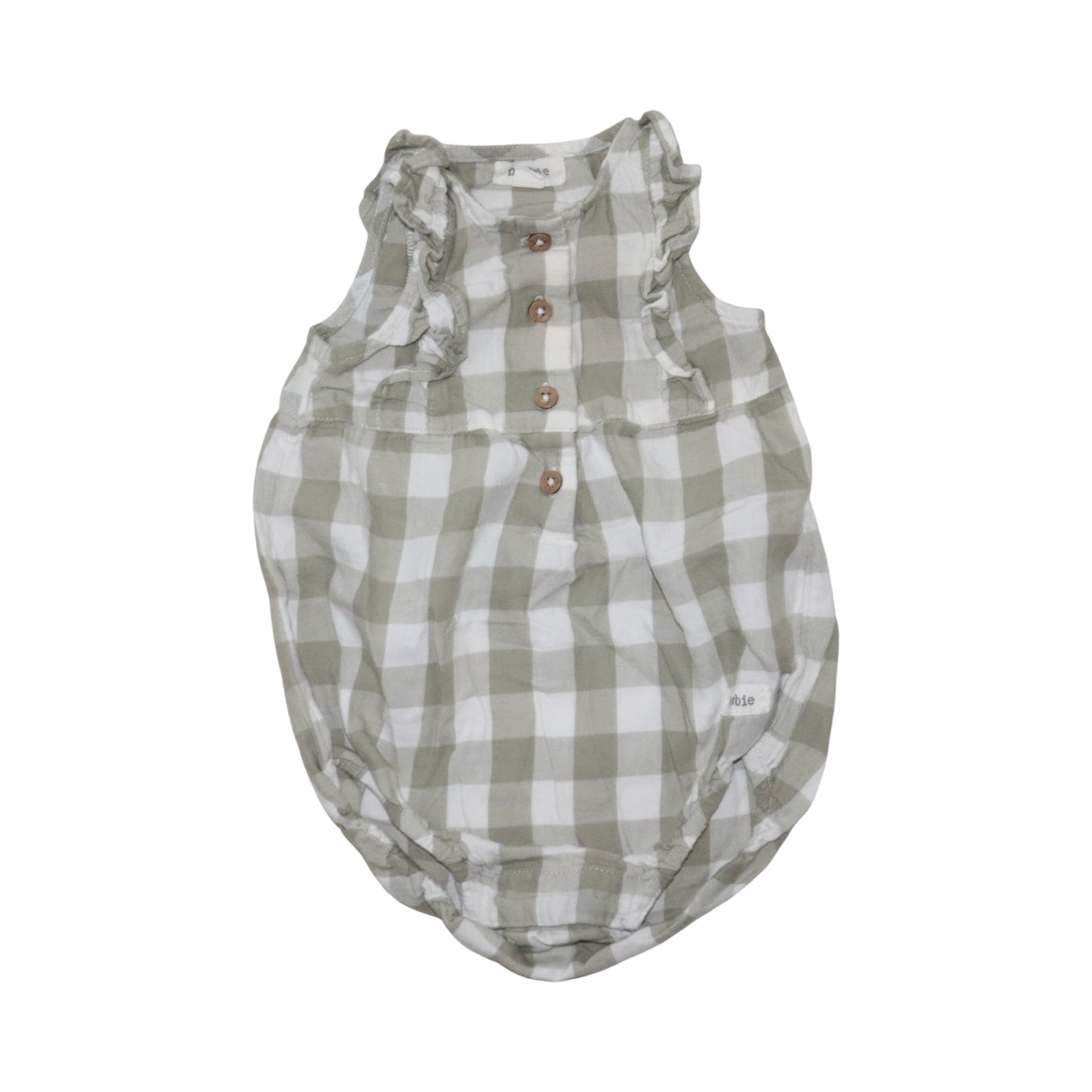 Kortärmad Byxdress/ Romper från newbie - Storlek 68 - Grön & Vit