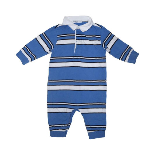Långärmad Byxdress /Jumpsuit från Cubus - Storlek 62 - Blå & Vit (Multi)