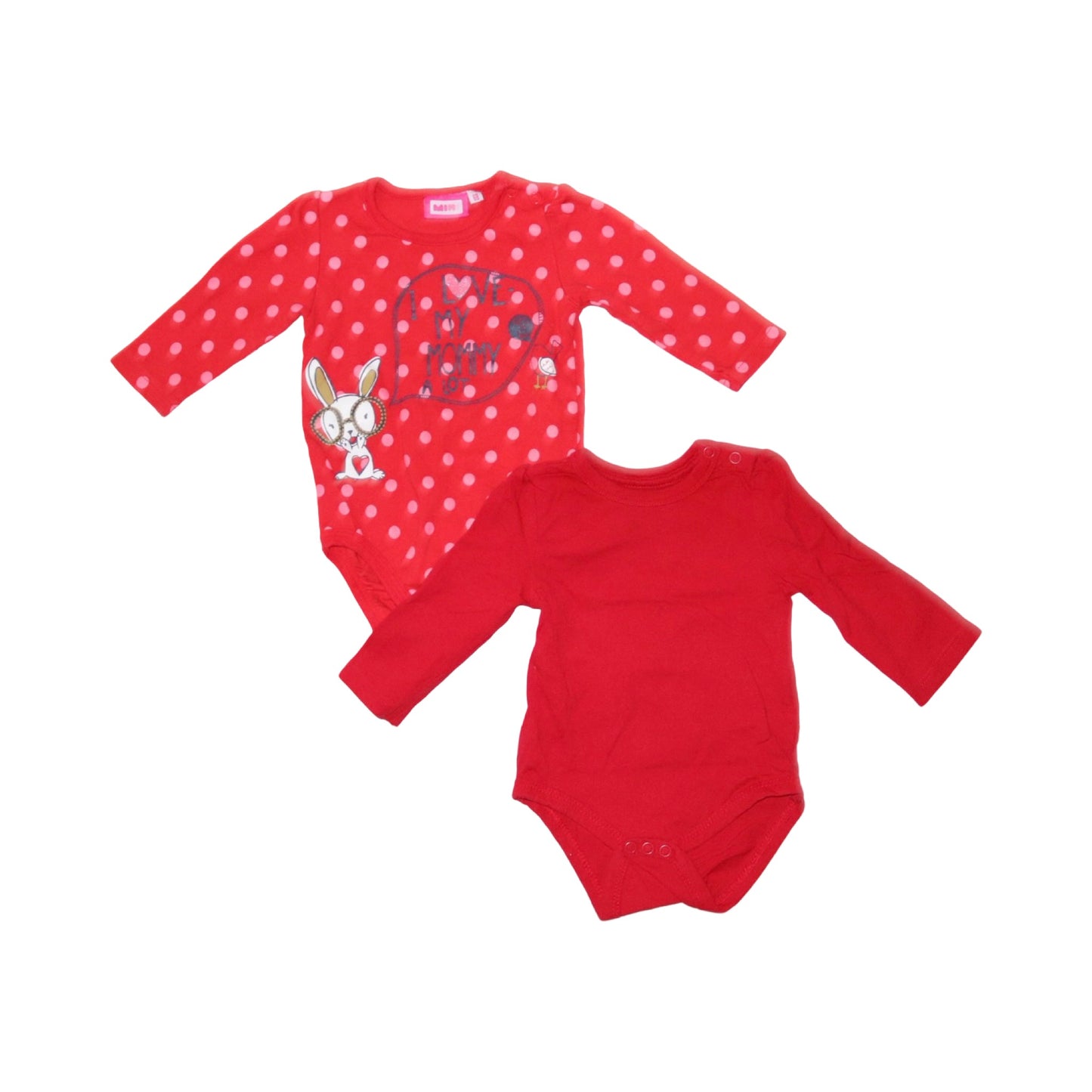 Långärmad Body (2 Pack) från MINI & so cute - Storlek 68 - Röd & Rosa (Multi)