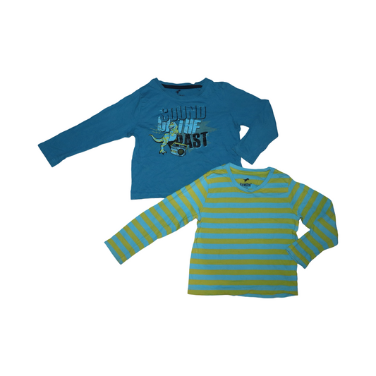 Långärmad T-shirt (2 Pack) från lupilu - Storlek 98/104 - Blå & Grön (Multi)