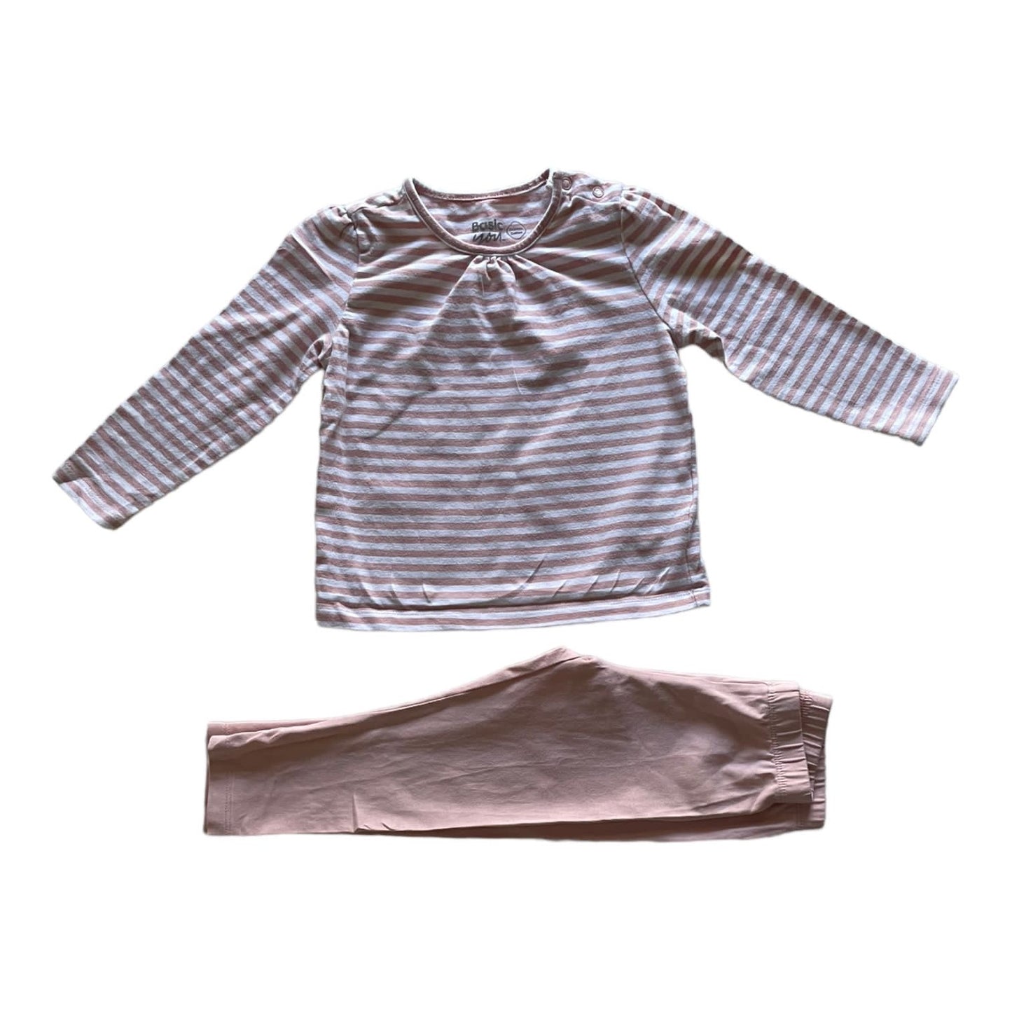 Långärmad T-shirt & Byxor matchande Set Från Basic you - Storlek 80 - Rosa