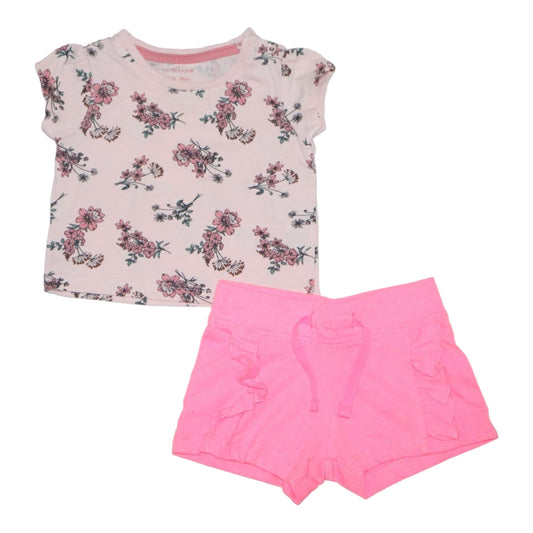 Kortärmad T-shirt and Shorts Matchande Set från PRIMARK - Storlek 68 - Ljusrosa & Rosa