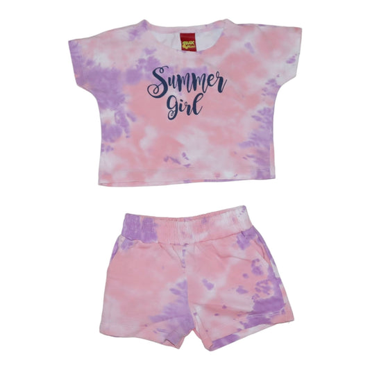 Shorts & T-shirt Matchande set Från mini TRAX - Storlek 80 - Ljusrosa & Lila