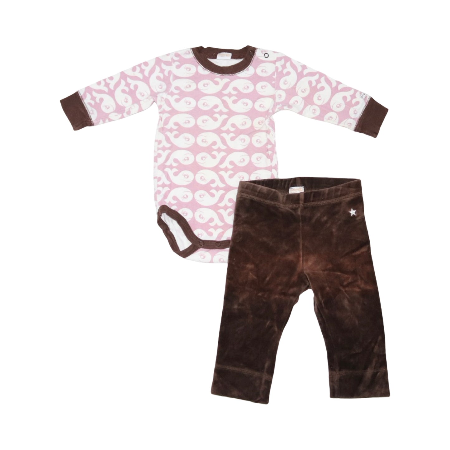 Body & Byxor Matchande Set frän LINDEX - Storlek 74 - Ljusrosa & Brun (Multi)