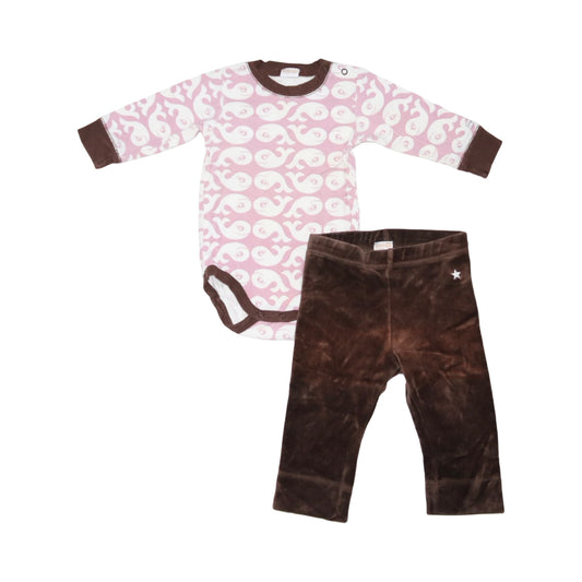 Body & Byxor Matchande Set frän LINDEX - Storlek 74 - Ljusrosa & Brun (Multi)