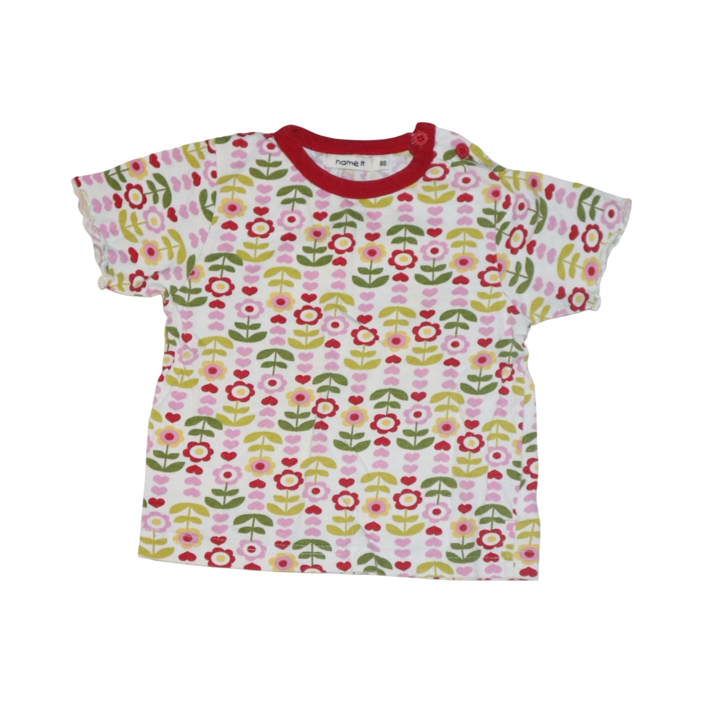 Kortärmad T-shirt från name it - Storlek 86 - Vit & Rosa (Multi)