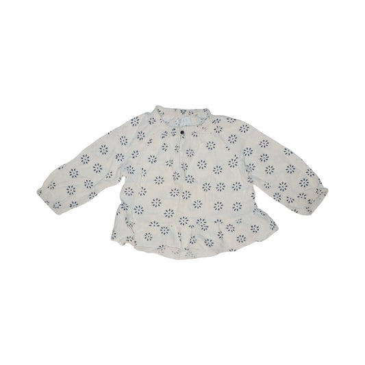 Långärmad Blus från ZARA - Storlek 98 - Benvit & Svart