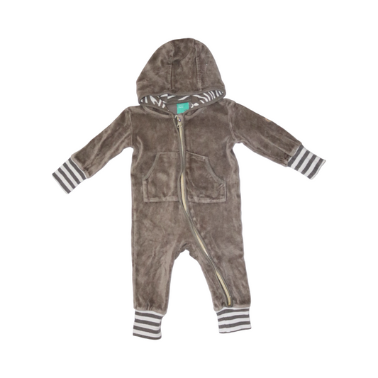 Långärmad Jumpsuit/ Byxdress från Blingo - Storlek 62/68 - Brun & Vit