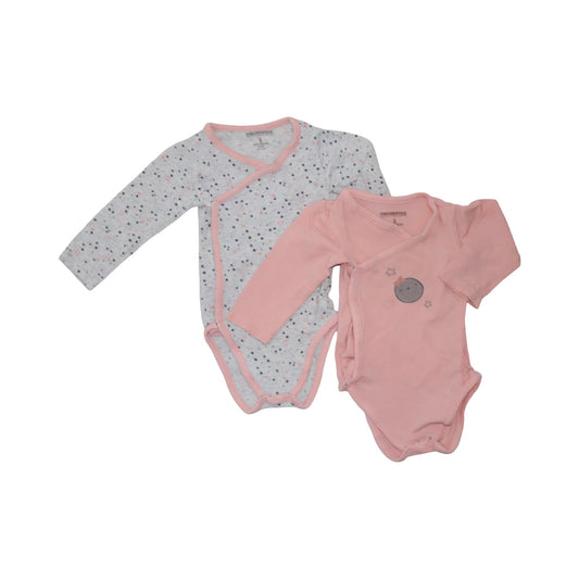 Långärmad Body (2 Pack) från ORCHESTRA - Storlek 68 - Grå & Orange (Multi)