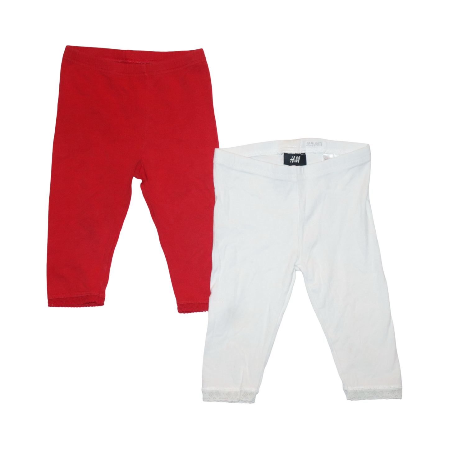 Leggings Byxor (2 Pack) från H&M & Friends - Storlek 92 - Röd & Vit