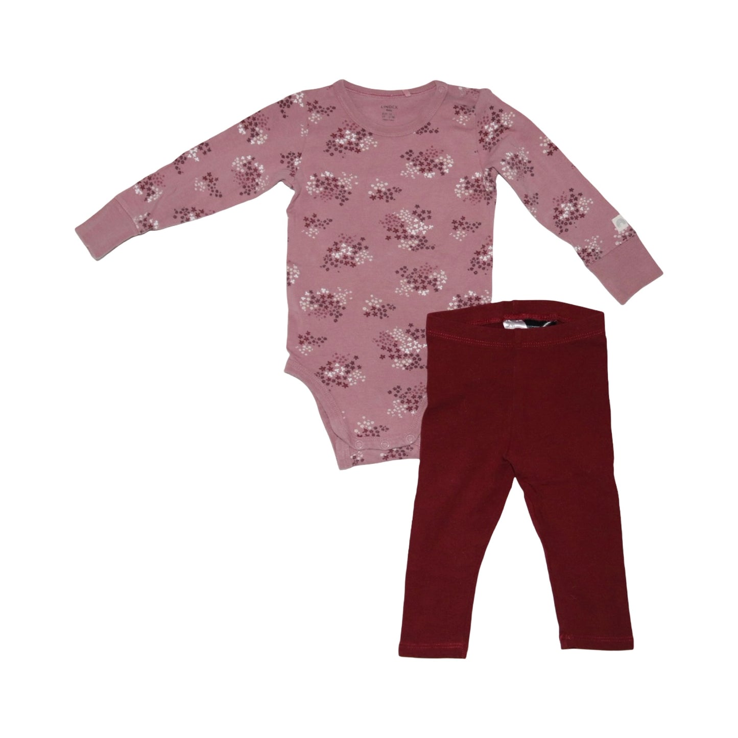 Body & Byxor Matchande Set frän LINDEX & H&M - Storlek 74 - Rosa & Vinröd (Multi)
