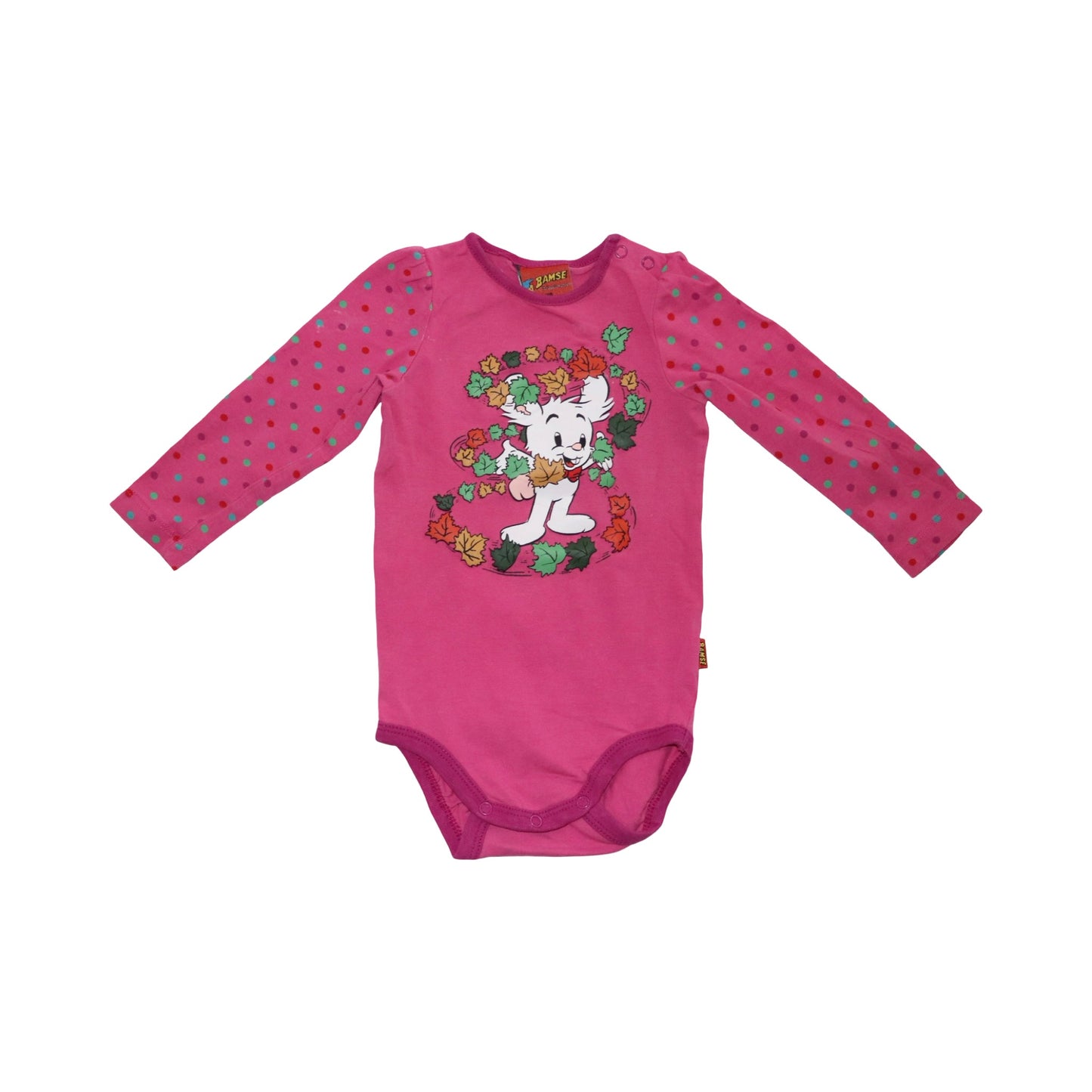 BAMSE Långärmad Body från LINDEX - Stolek 74 - Rosa & Vit (Multi)