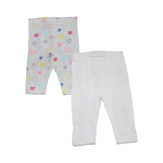 Leggings Byxor (2 Pack) från PRIMARK & KappAhl - Storlek 80 - Ljusgrå & Vit (Multi)