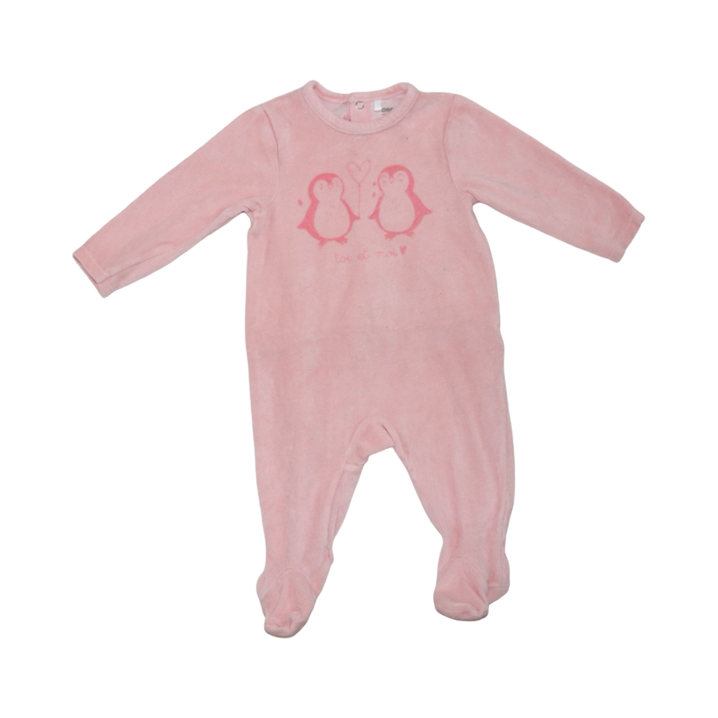 Långärmad Pyjamas med fot (2 Pack) från ORCHESTRA - Storlek 68 - Rosa & Ljusrosa