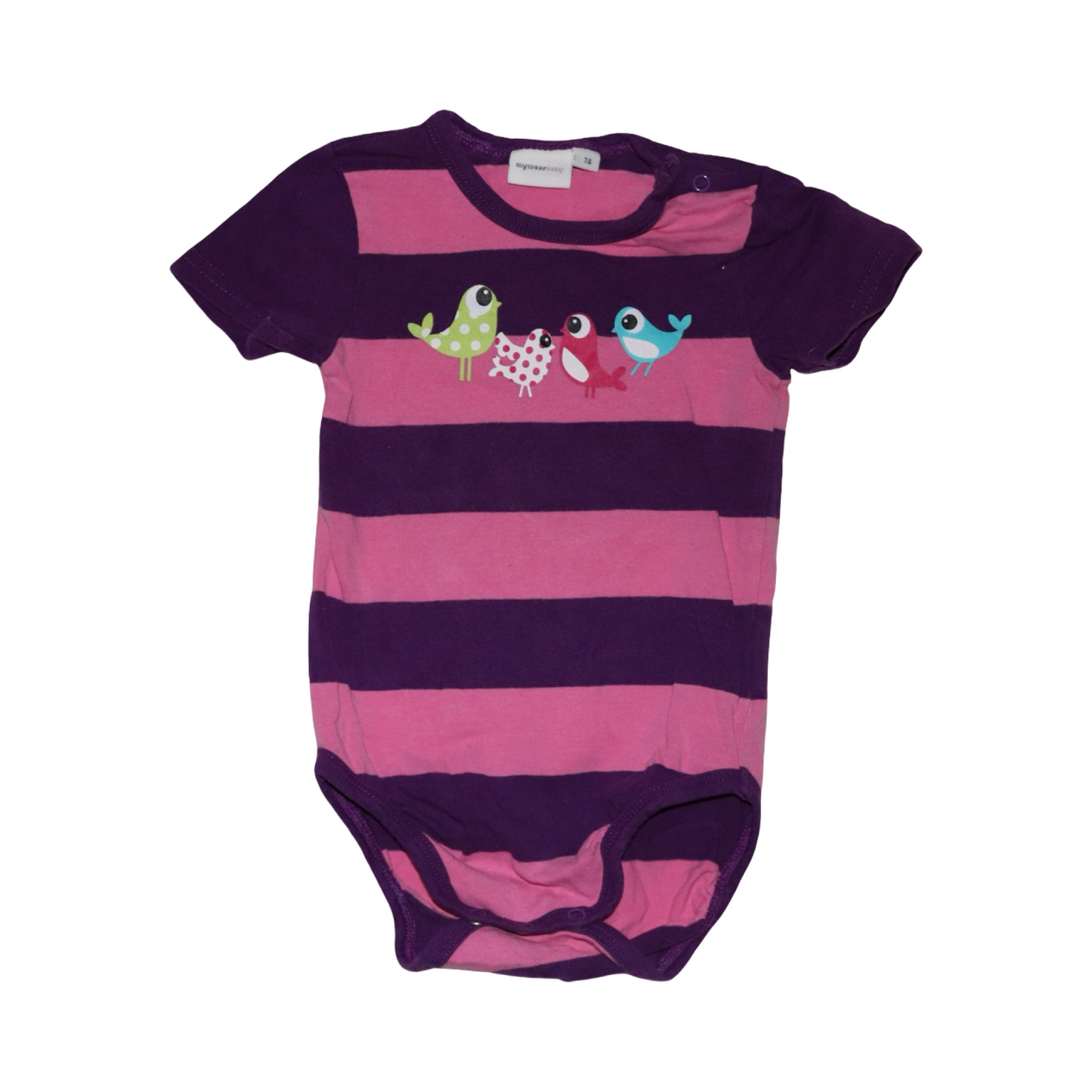 Kortärmad Body från mywearyoung - Stolek 74 - Rosa & Lila (Multi)