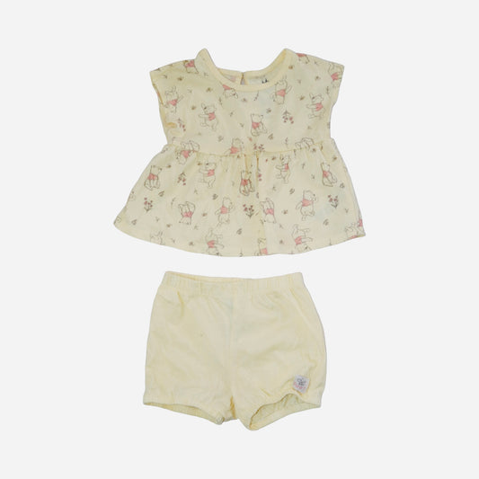 Kortärmad Klänning & Shorts Matchande Set från DISNEY - Storlek 74/80 - Gul (Multi)