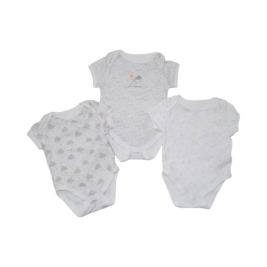 Kortärmad Body (3 Pack) från PRIMARK - Storlek 74 - Vit & Grå (Multi)