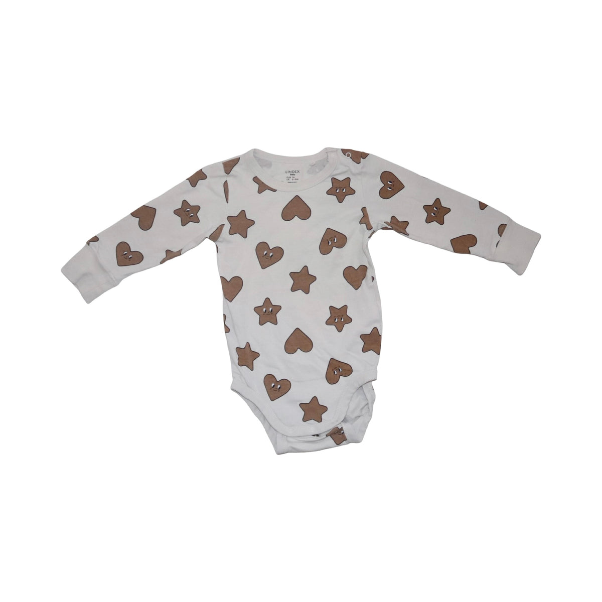 Långärmad Body & Byxor Matchande Set från LINDEX - Storlek 74 - Vit & Brun