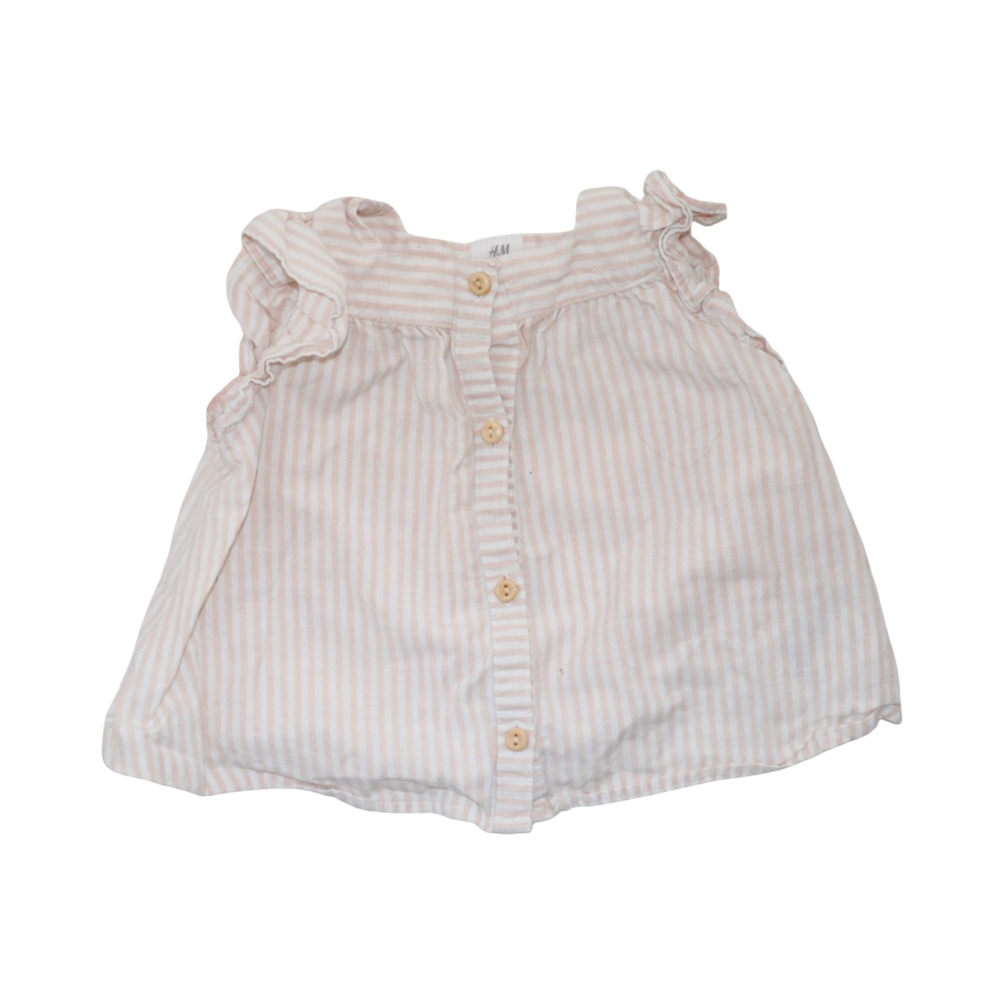 Linne Blus & Shorts Matchande Set från H&M - Storlek 68 - Ljusrosa & Vit