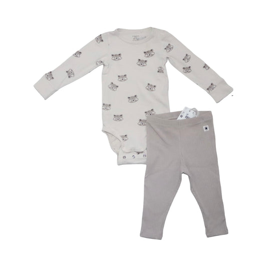 Långärmad Body & Byxor Matchande Set från LINDEX - Storlek 74 - Beige (Multi)