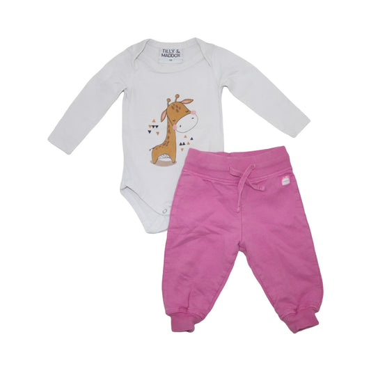 Body & Byxor Matchande Set från TILLY & MODDOX & KappAhl - Storlek 68 - Vit & Rosa (Multi)