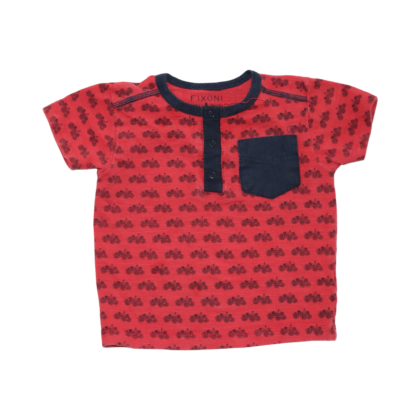 Kortärmad T-shirt från FIXONI - 74 - Röd & Svart