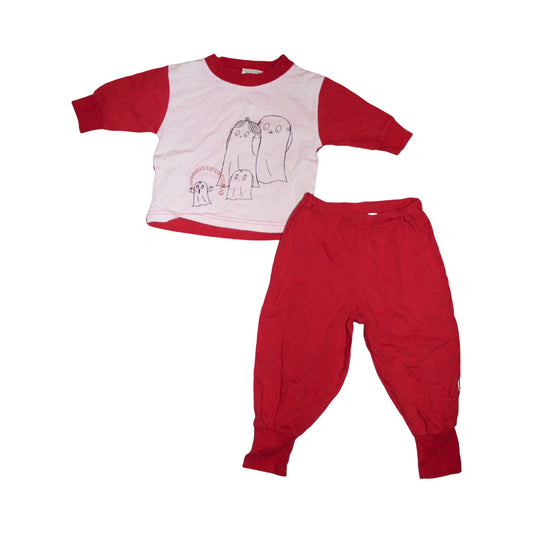 Tröja & Byxor Matchande Set från Laban - Storlek 60 - Röd & Ljusrosa