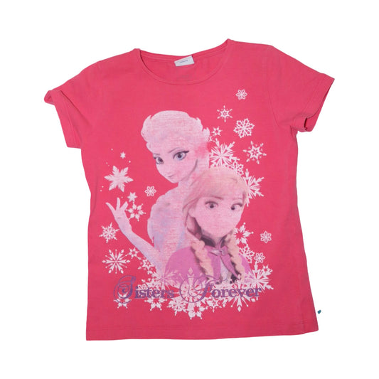 Kortärmad T-shirt från DISNEY - Storlek 122/128 - Rosa (Multi)