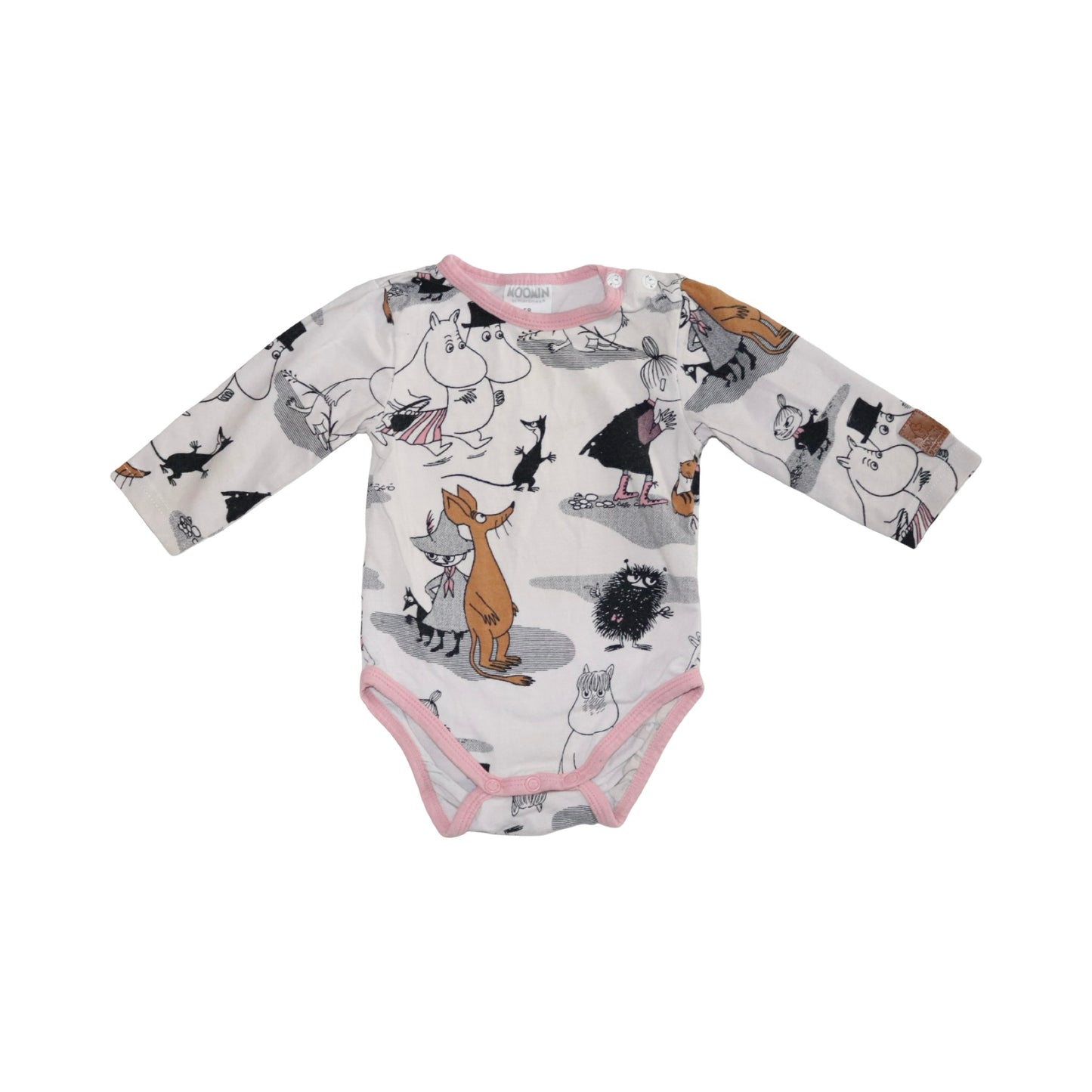 Långärmad Body från MOOMIN  - Storlek 68 - Vit & Svart (Multi)