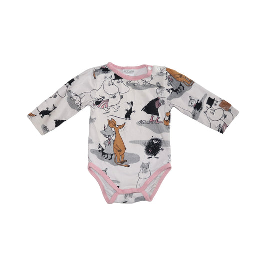 Långärmad Body från MOOMIN  - Storlek 68 - Vit & Svart (Multi)