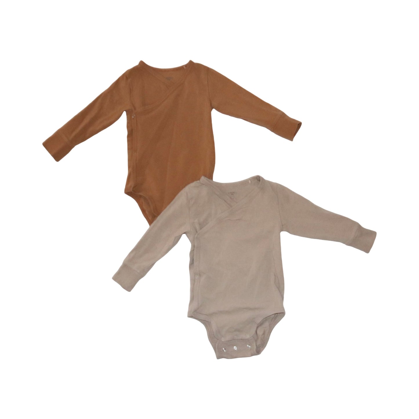Långärmad Omlottbody (2 Pack) från LINDEX - Storlek 68 - Brun & Beige