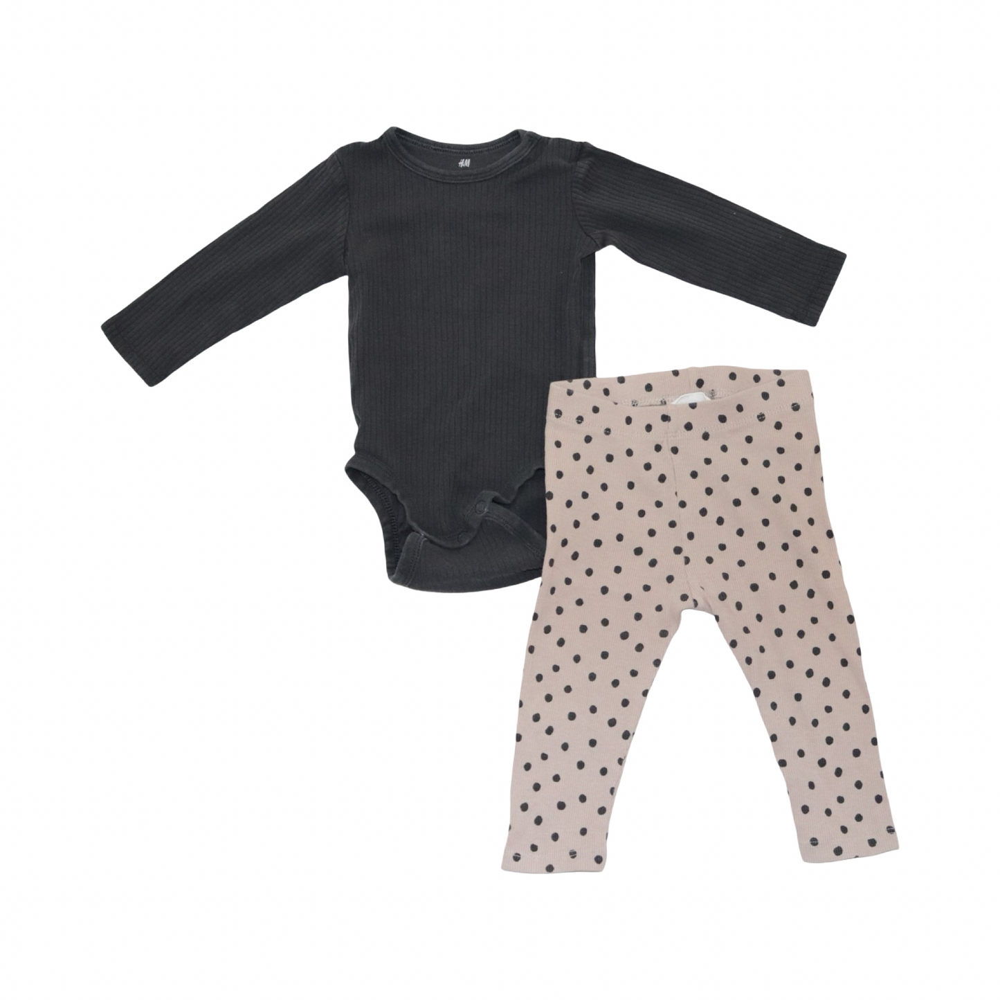 Body & Byxor Matchande Set från H&M & KappAhl - Storlek 68 - Svart & Beige