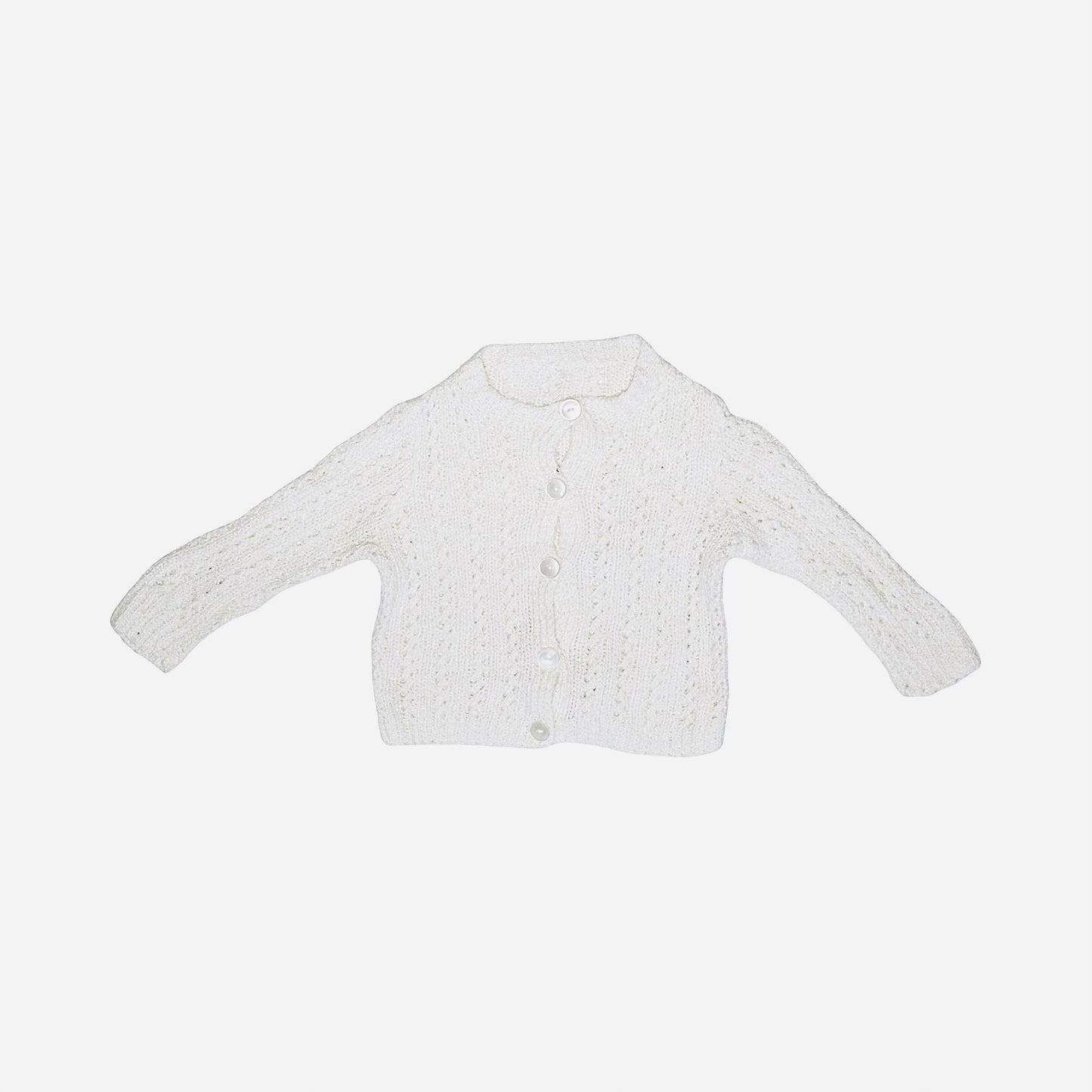 Stickad Kofta - Storlek 62/68 - Vit