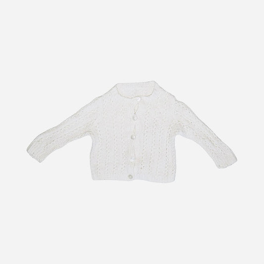 Stickad Kofta - Storlek 62/68 - Vit