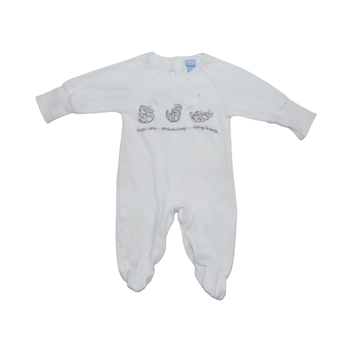 Långärmad Pyjamas med fot från DISNEY - Storlek 62 - Vit