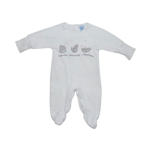 Långärmad Pyjamas med fot från DISNEY - Storlek 62 - Vit