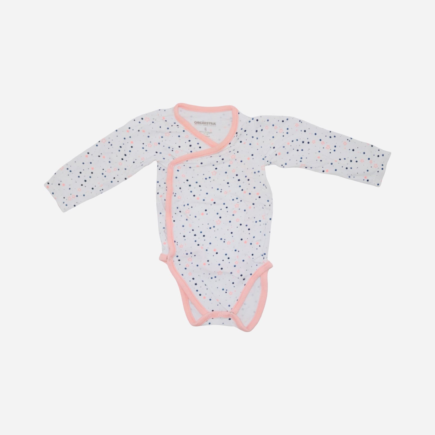 Långärmad Body (3 Pack) från ORCHESTRA - Storlek 68 - Vit & Orange (Multi)