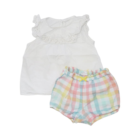 Linne Blus & Shorts Matchande Set frän H&M - Storlek 80 - Vit & Ljusrosa (Multi)