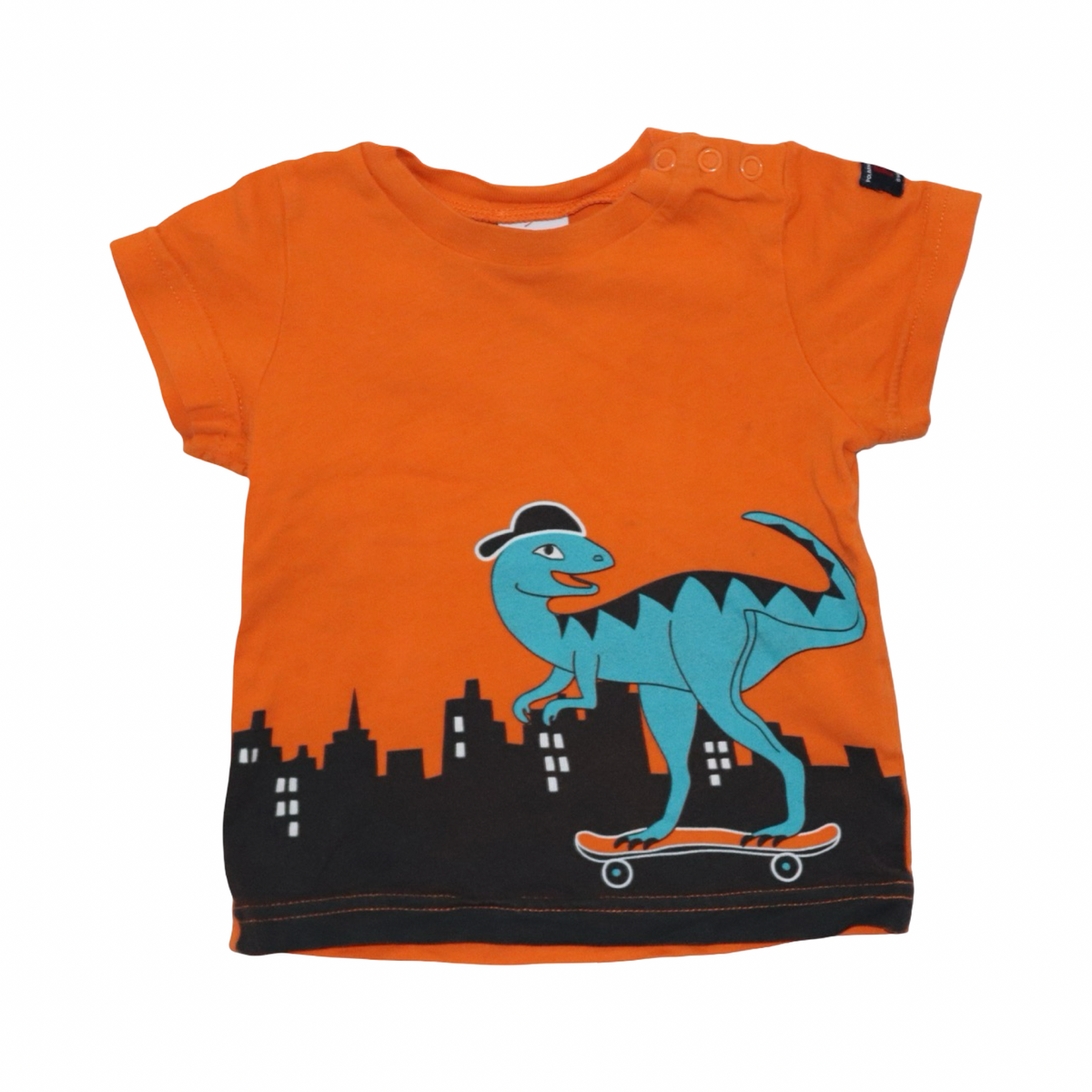 Kortärmad T-shirt från POLARN O. Pyret - Storlek 74 - Orange & Svart (Multi)