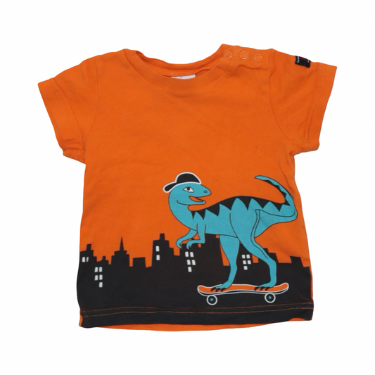 Kortärmad T-shirt från POLARN O. Pyret - Storlek 74 - Orange & Svart (Multi)
