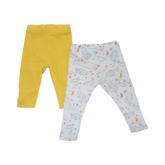 Leggings Byxor (2 Pack) från max - Storlek 74/80 - Gul & Vit (Multi)