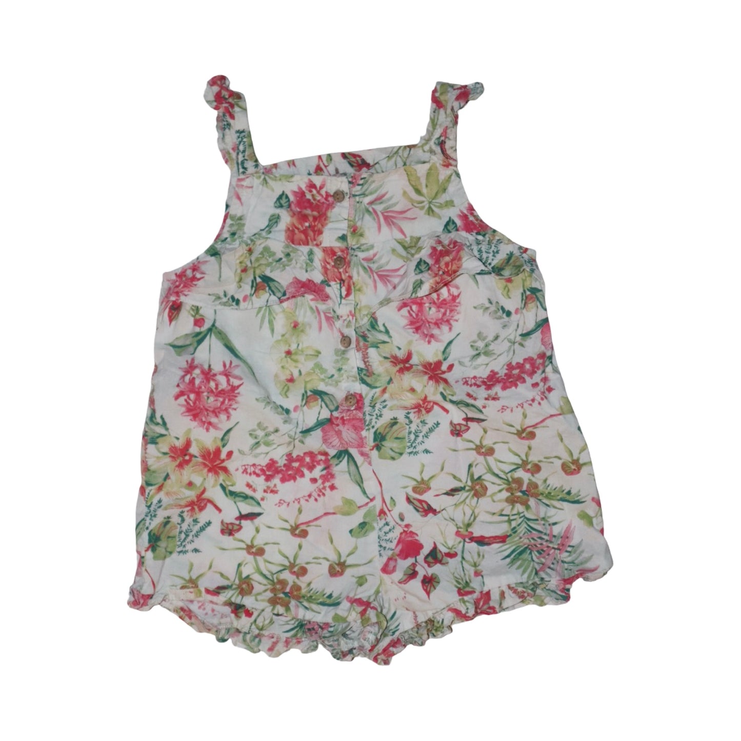 Kortärmad Byxdress/ Jumpsuit från Zara - Storlek 98 - Rosa & Vit (Multi)