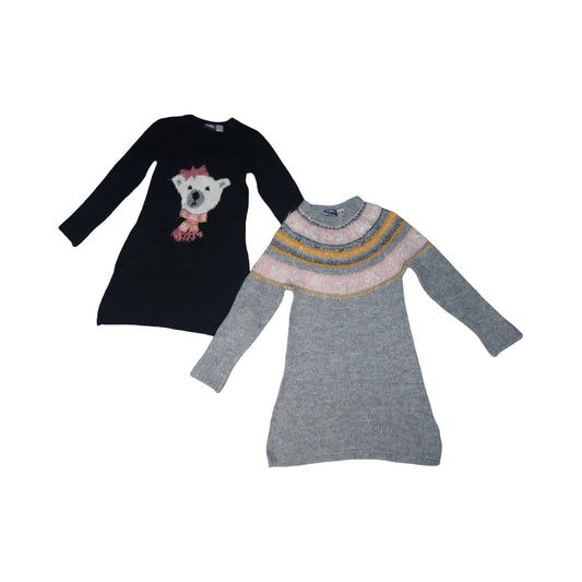 Långärmad Klänning (2 Pack) från Lupilu - Storlek 110/116 - Mörkblå & Grå (Multi)