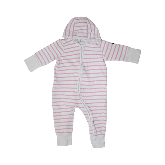 Långärmad Jumpsuit/ Byxdress från POLARN O. PYRET - Storlek 68 - Rosa & Vit