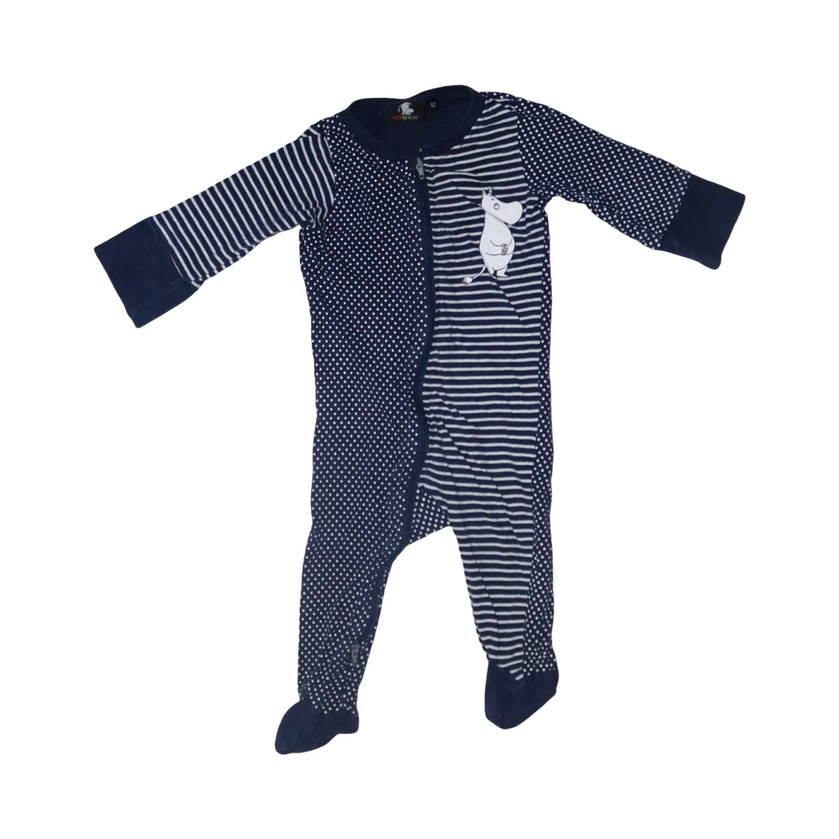 Långärmad Pyjamas med fot från MOOMIN - Storlek 62 - Mörkblå & Vit