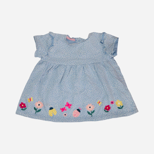 Kortärmad Klänning från JOHN LEWIS - Storlek 98 - Ljusblå ( Multi)